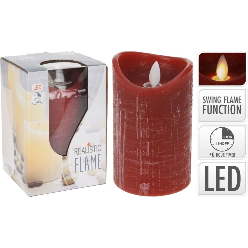 Basic Led kaars met timer rood