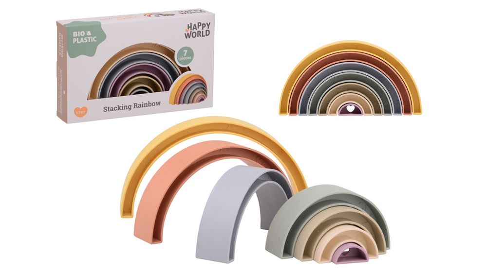 Johntoy Happy world bio plastic stapel regenboog