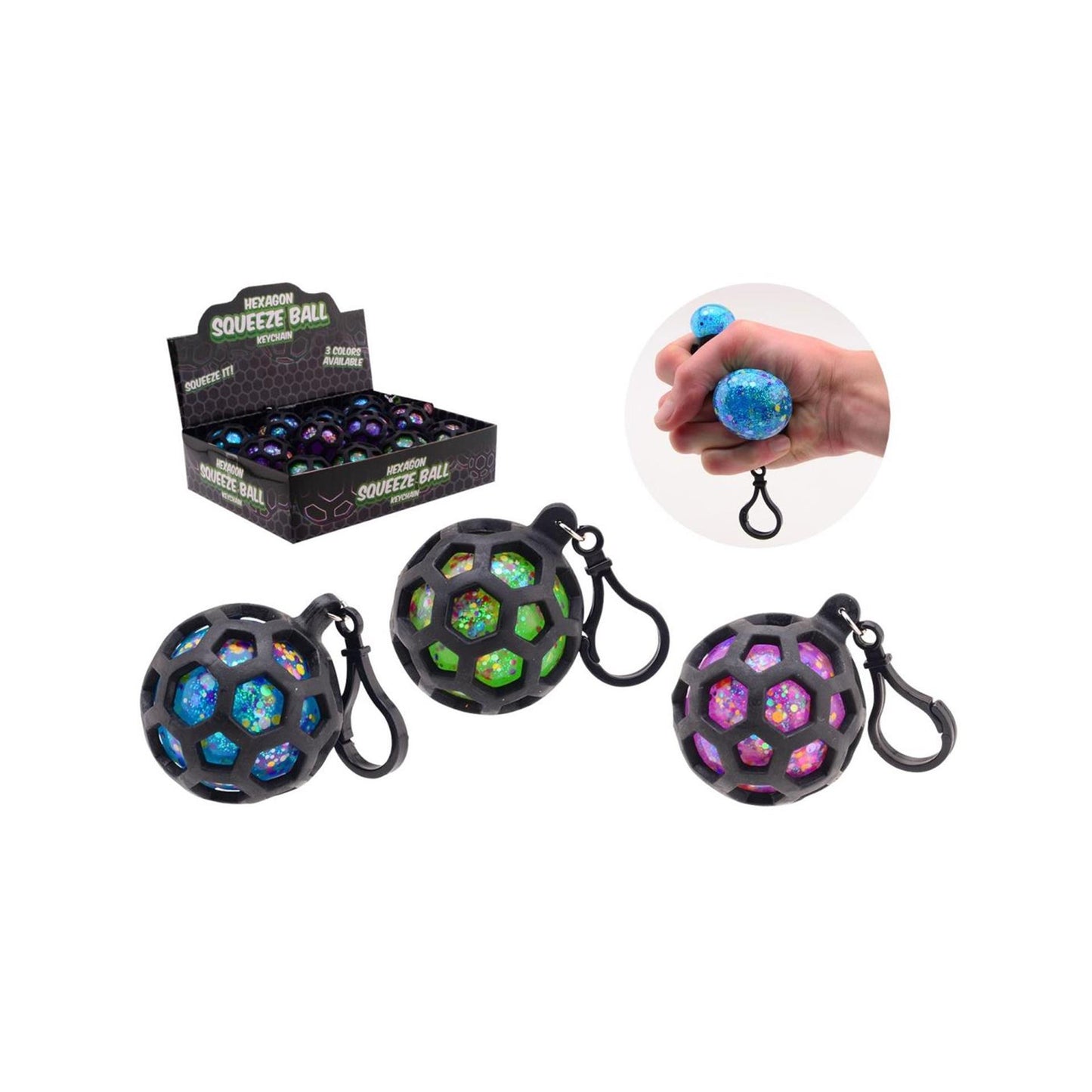 Johntoy Squeeze glitter bal met haak