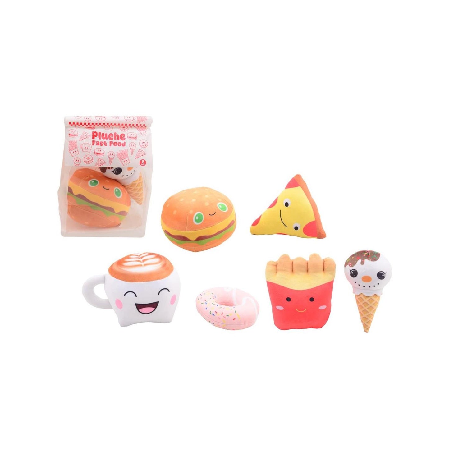Johntoy Plush play 2 stuks fastfood in zak