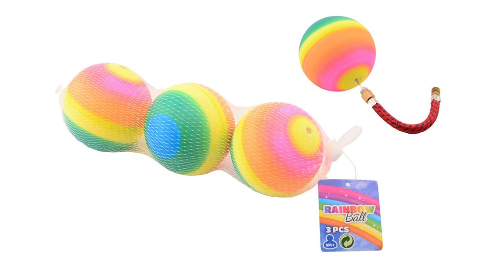 Johntoy Regenboogballen 3 stuks in net. 8 cm. 3+