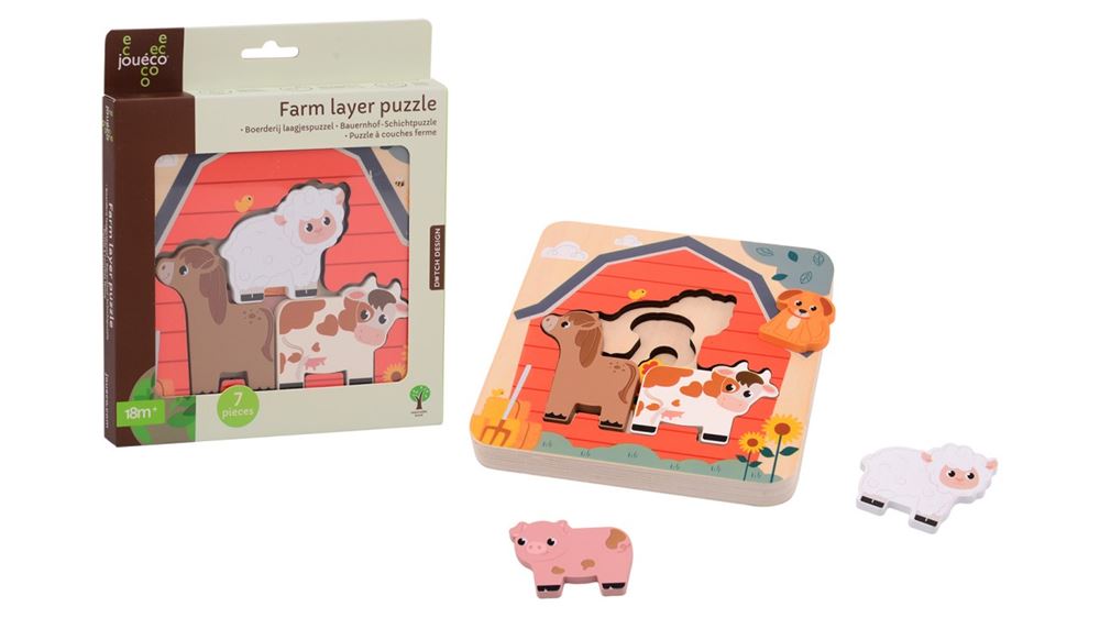 Jouéco puzzel Boerderij met lagen. 3+