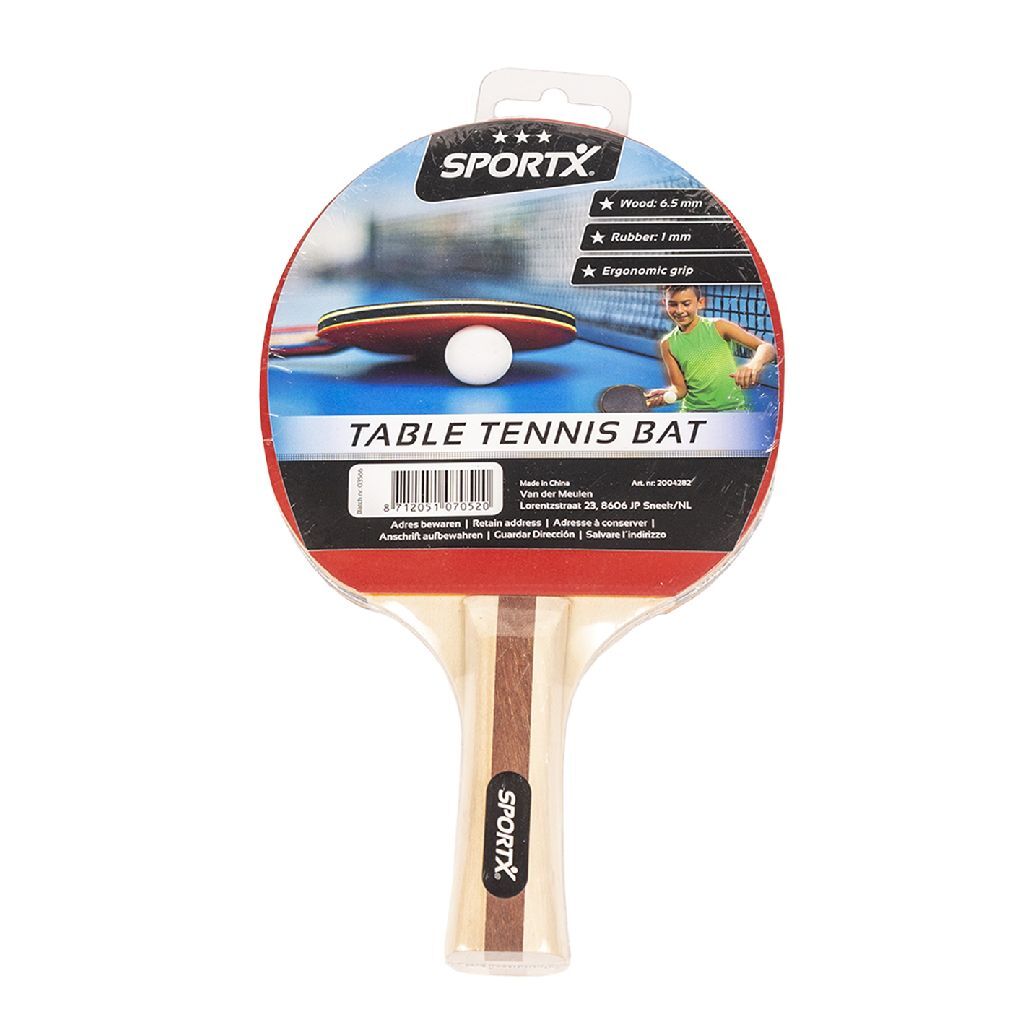SportX tafeltennisbat rubber hout