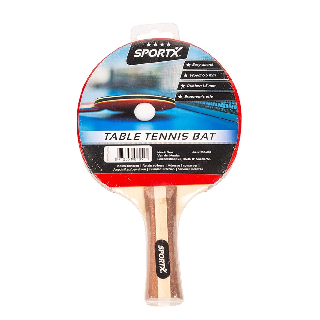 SportX 4 sterren tafeltennisbat hout rubber