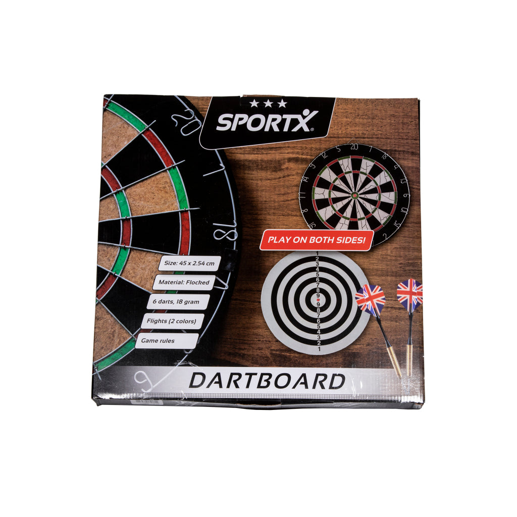 SportX dartbord flocked met 6 darts