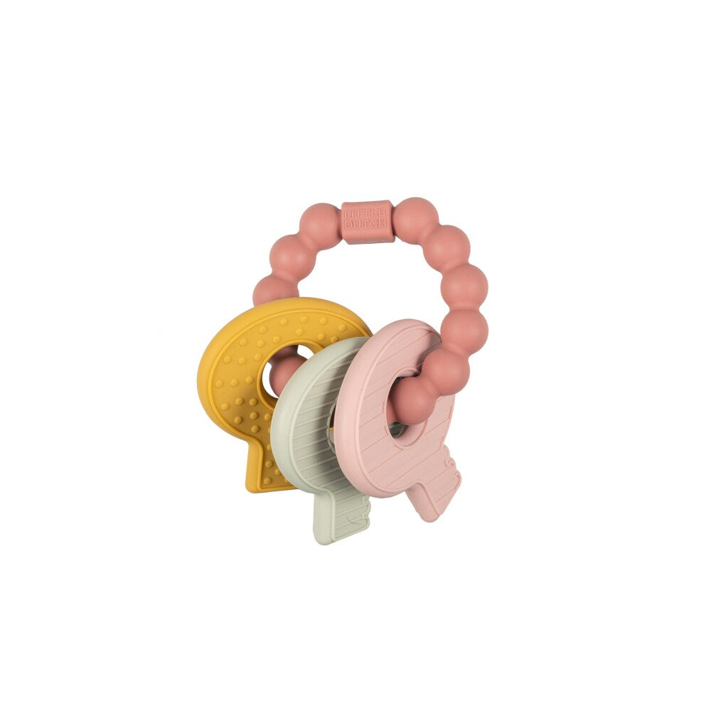 Rubo Toys Little dutch bijtring silicone sleutelbos roze