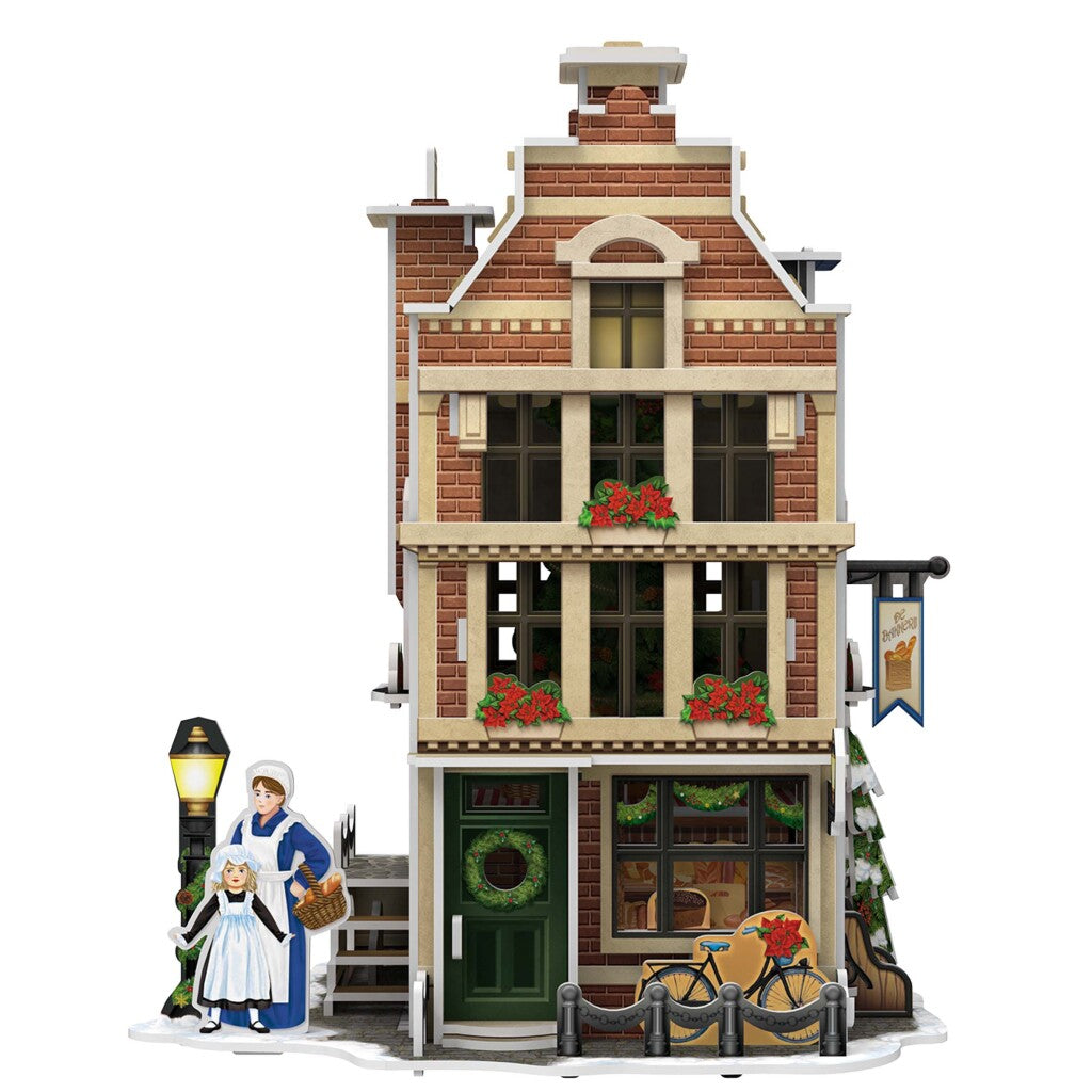 Cubic Fun 3d puzzel hollands huisje winter bakkerij + licht 65 stukjes