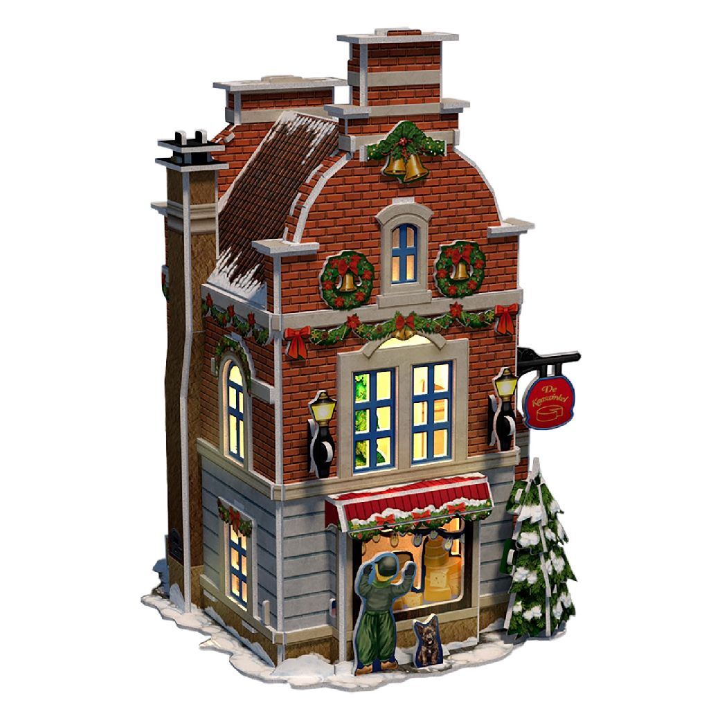 Cubic Fun 3d puzzel hollands huisje winter kaaswinkel + licht 60 stukjes