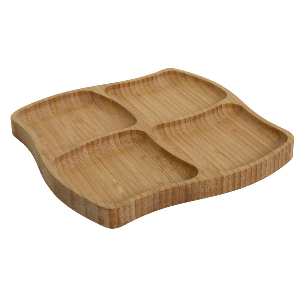 Overige Merken Bamboe tapasbord met 4 vakken 20x20x1.5 cm