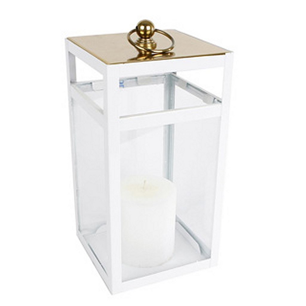 Overige Merken Lantaarn rosa goud wit metaal 15,5x15,5x32,5 cm
