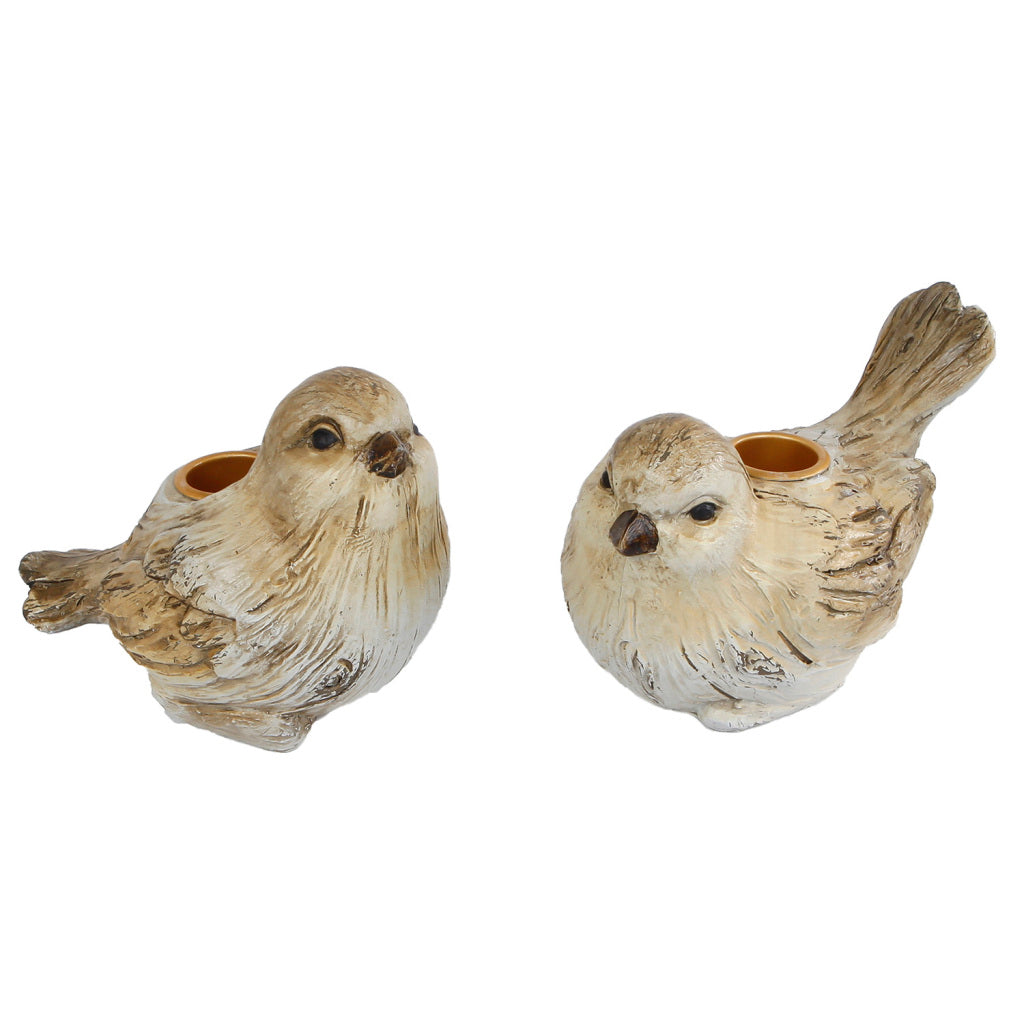 Overige Merken Kandelaar bird jack cr egrave;me bruin polystone 13,5x9x10,2 cm