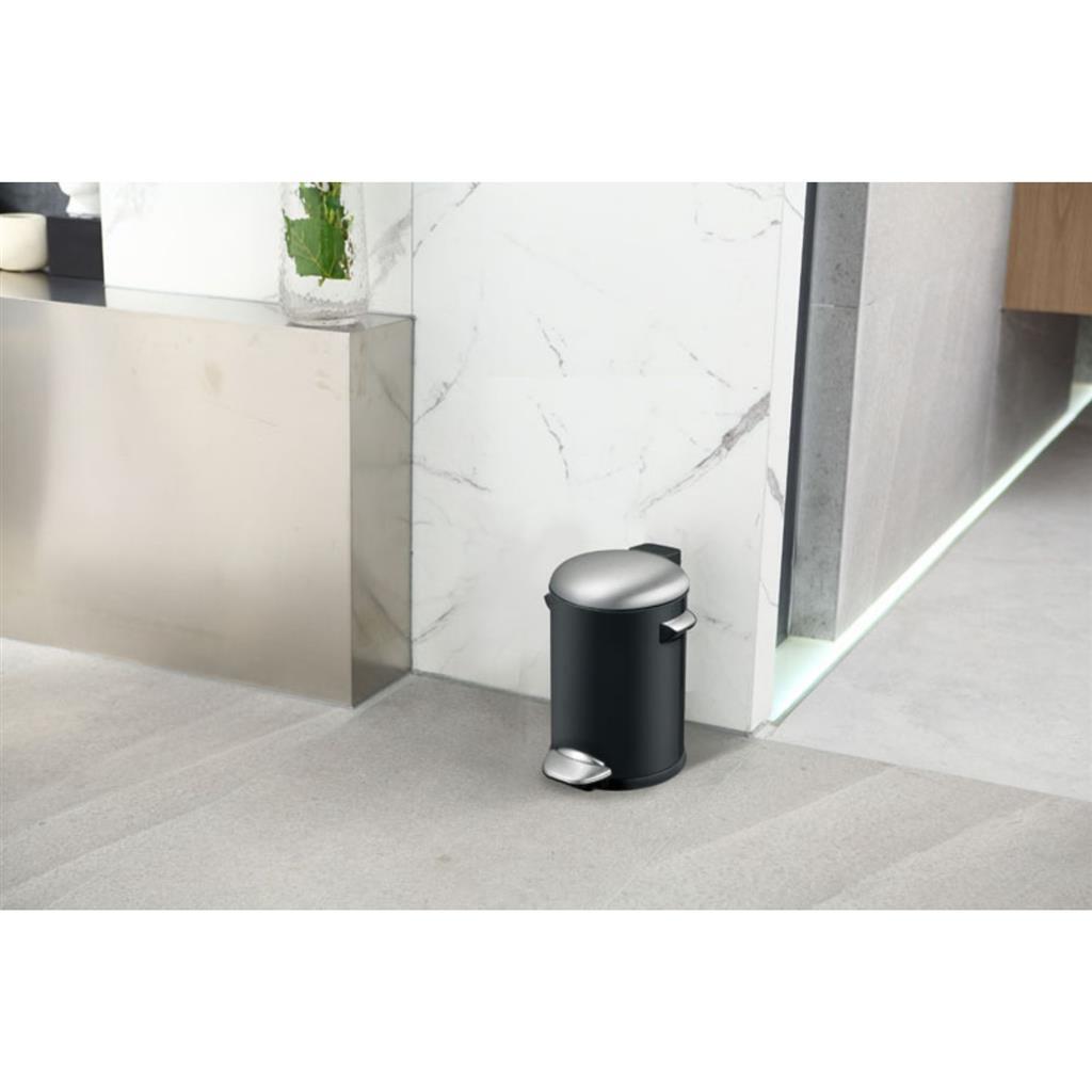 EKO Vepa bins belle deluxe pedaalemmer 3l zwart zilver