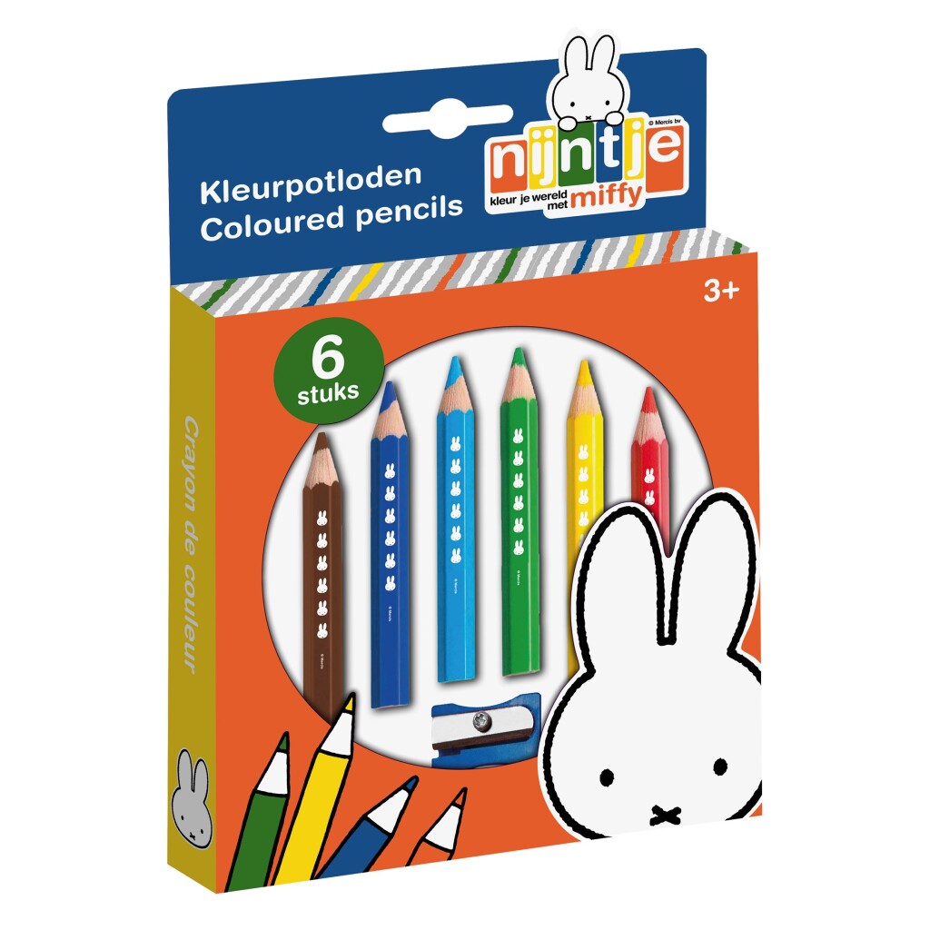 Bambolino Toys Nijntje kleurpotloden 6 stuks + puntenslijper