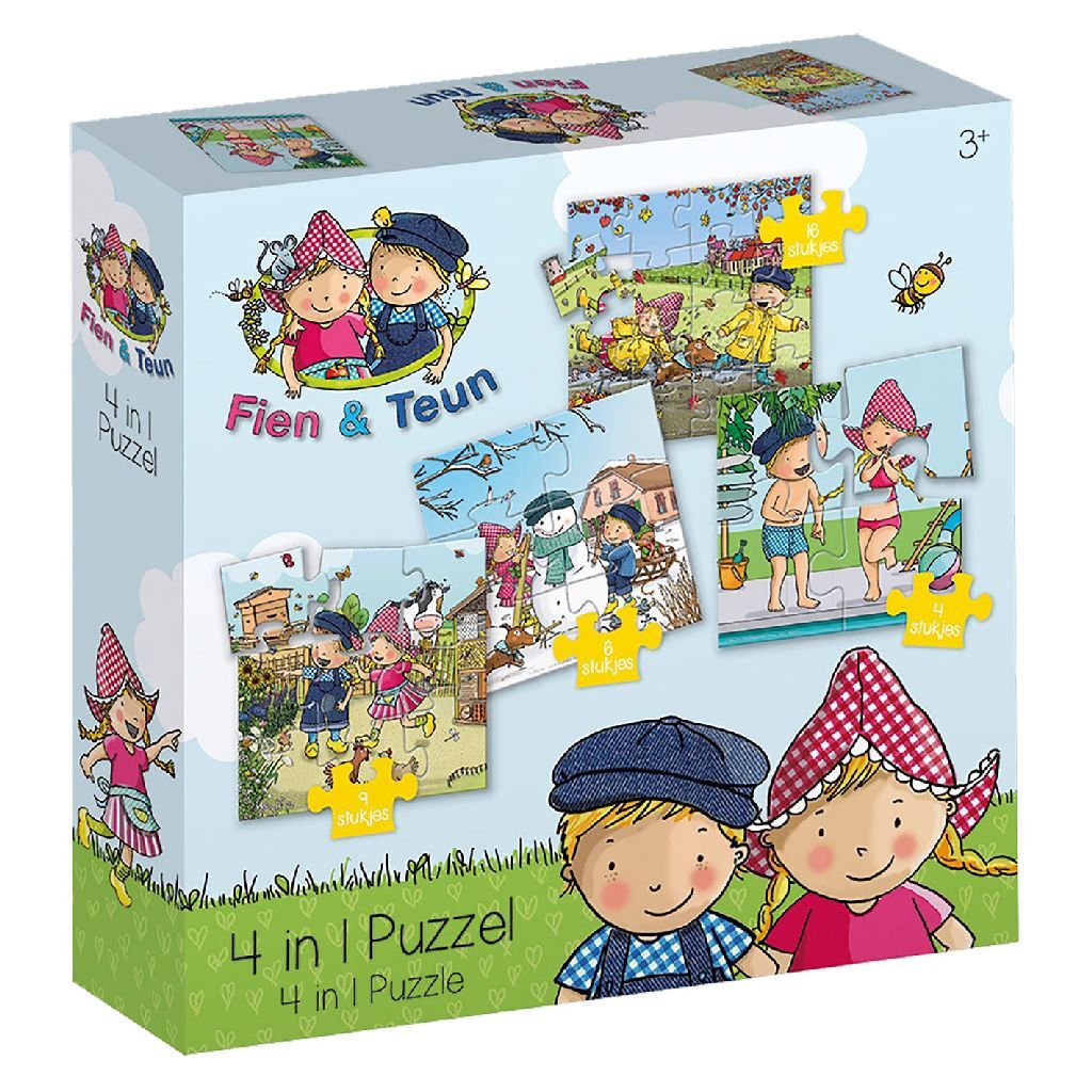 Bambolino Fien en teun 4in1 puzzel 4-16 stukjes