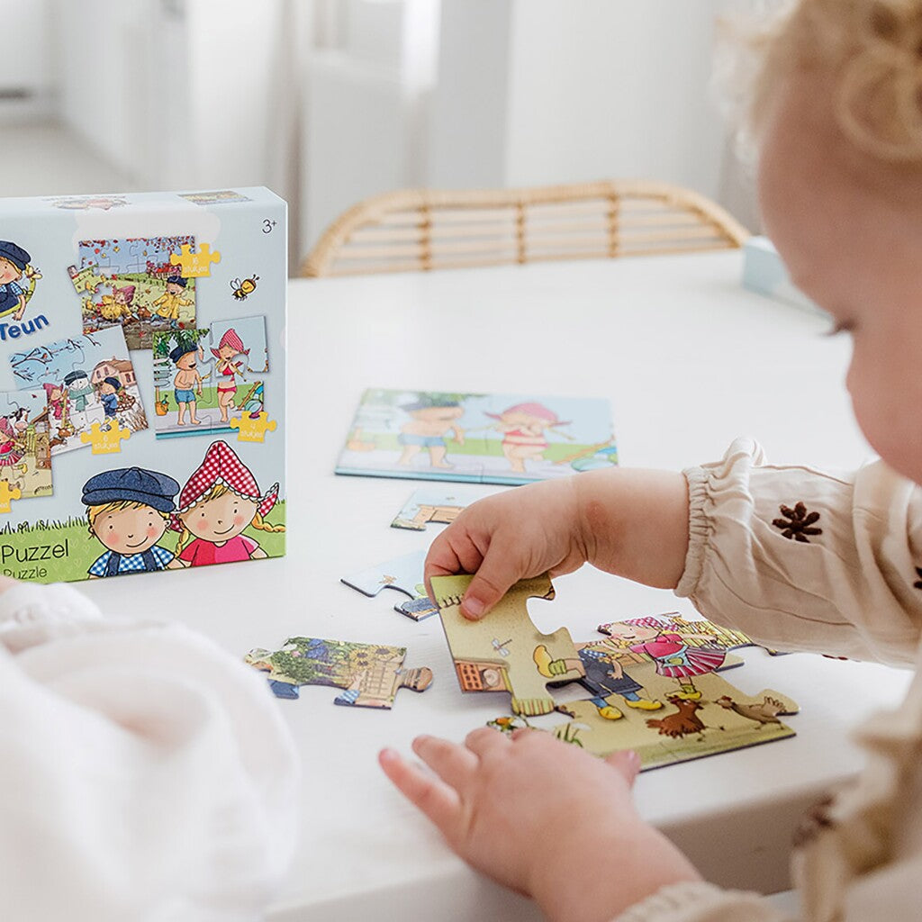 Bambolino Fien en teun 4in1 puzzel 4-16 stukjes