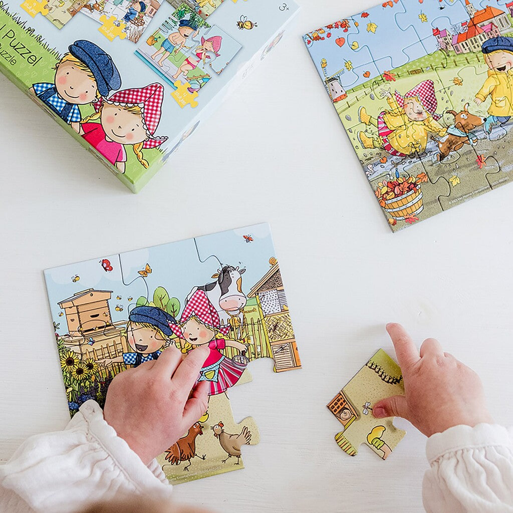 Bambolino Fien en teun 4in1 puzzel 4-16 stukjes