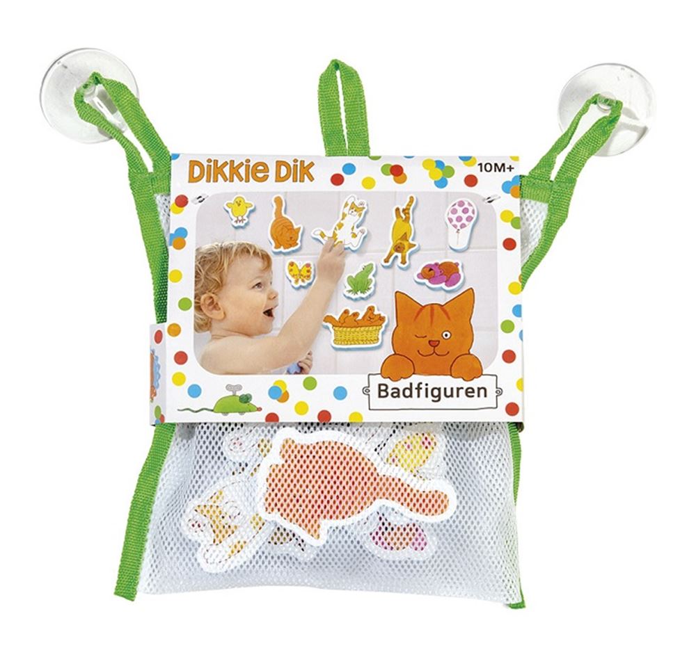 Bambolino Dikkie dik badspeelgoed badfiguren, educatief speelgoed in opbergnetje - peuter kleuter speelgoed - toys - vanaf 1 jaar