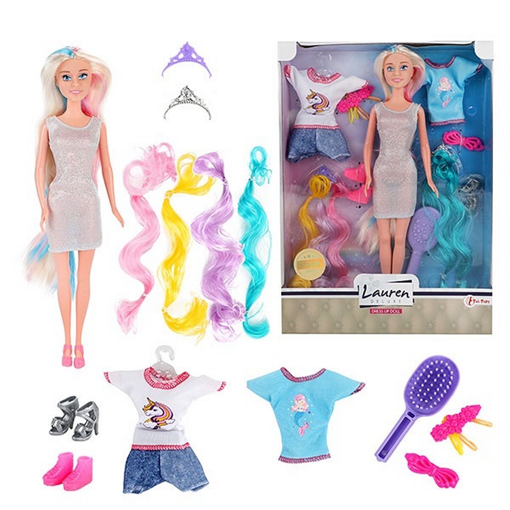Lauren Deluxe tienerpop hairextensions + accessoires en kleding