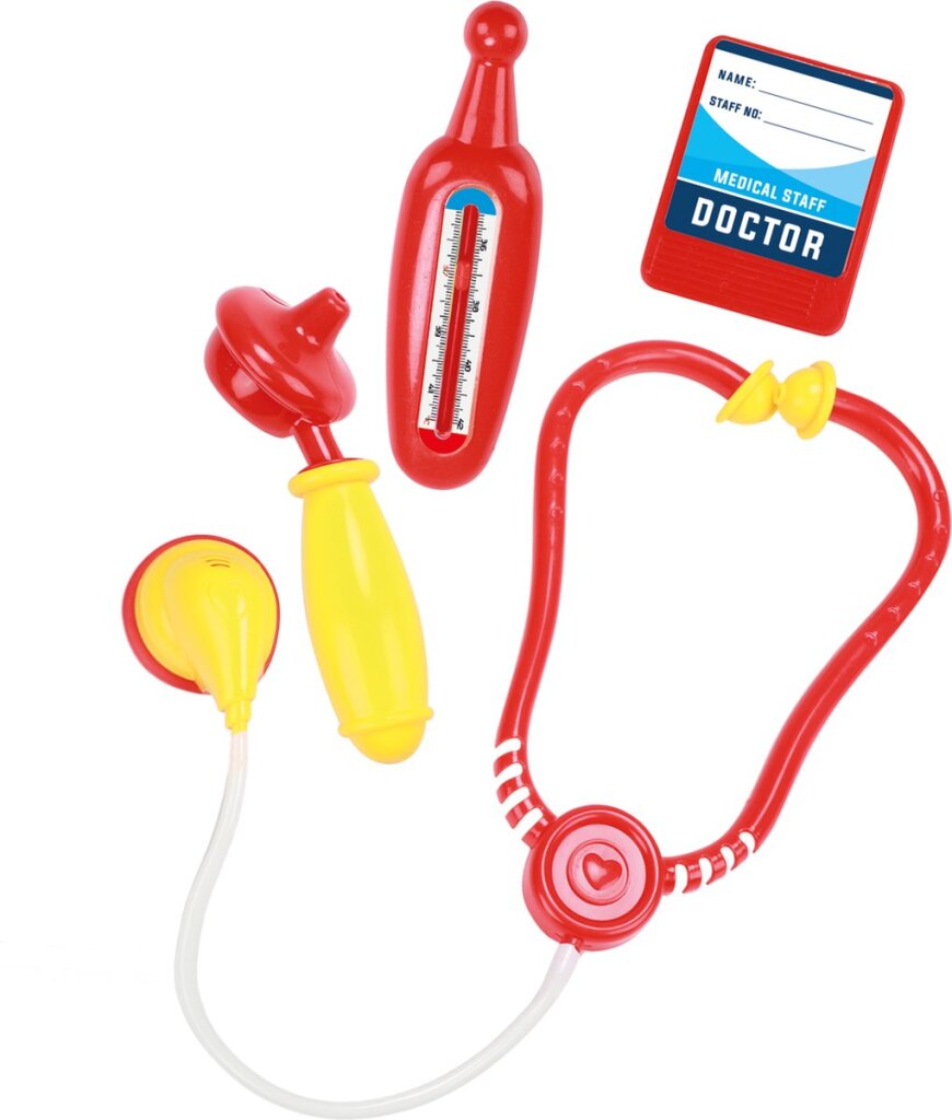 Toi-Toys doktersset in tas met spuit en thermometer