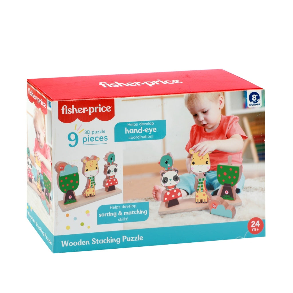 Fisher Price 3d houten stapelpuzzel 9 stukjes