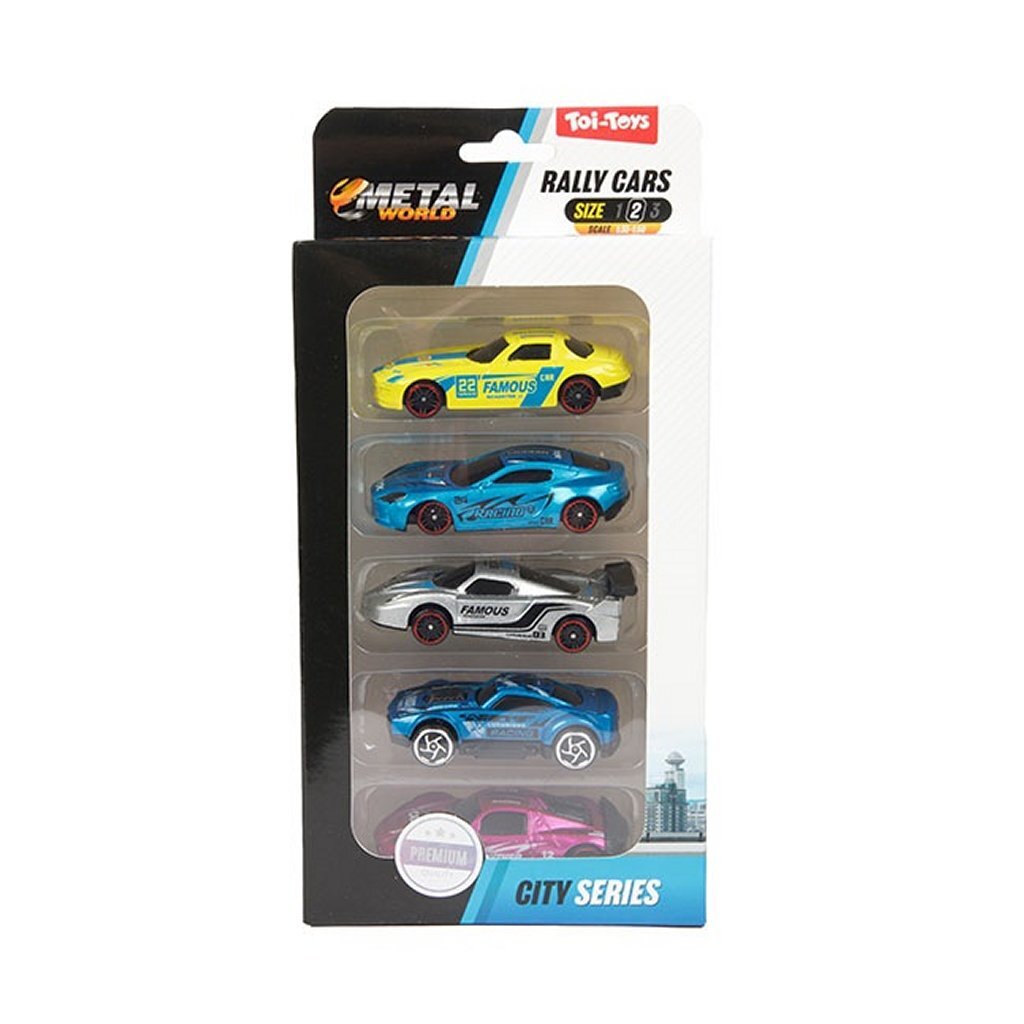 Toi-Toys Toi toys ralley auto's set a 5 metaal