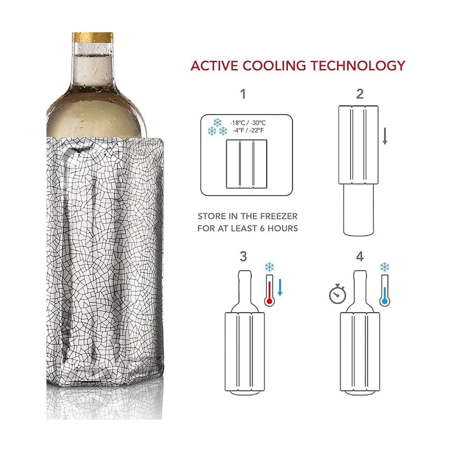 Vacu Vin active winecooler silver sleeve