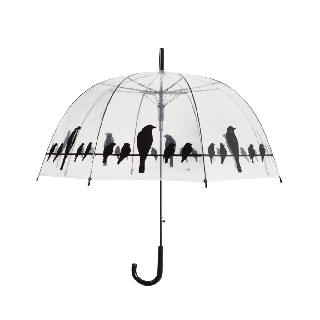 Esschert Design paraplu vogels op draad 83 cm transparant zwart