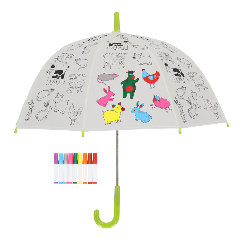 Esschert Design Inkleurparaplu boerderijdieren + 9 stiften