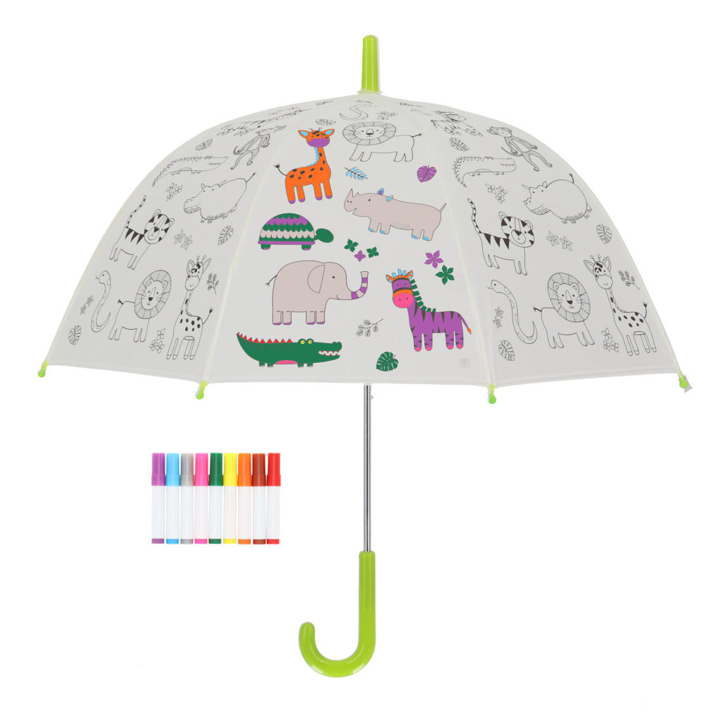 Esschert Design Inkleurparaplu jungledieren + 9 stiften