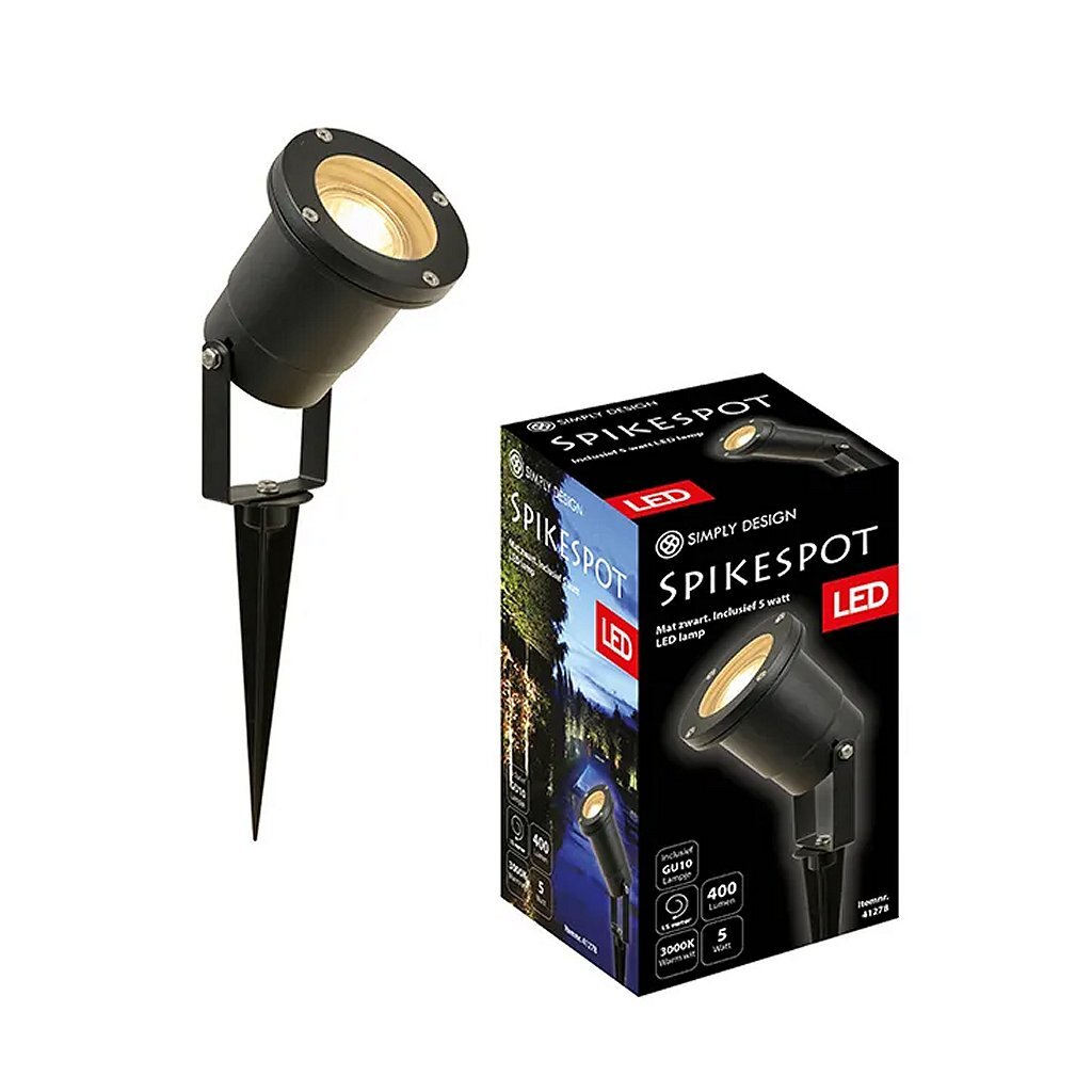 Simply Design led spikespot gu10 5w 3000k zwart metaal