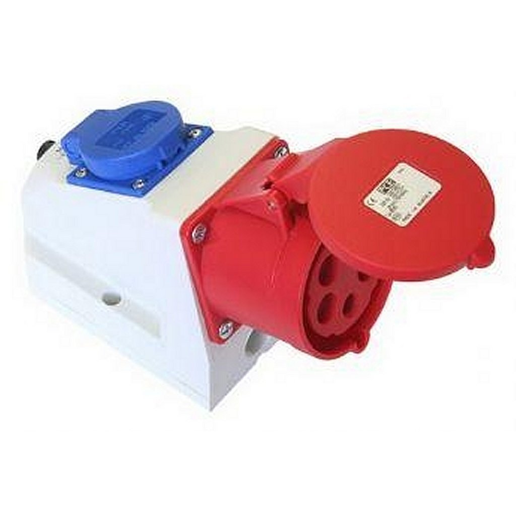 ABL cee krachtstekker met 2 contactbuizen rood blauw grijs