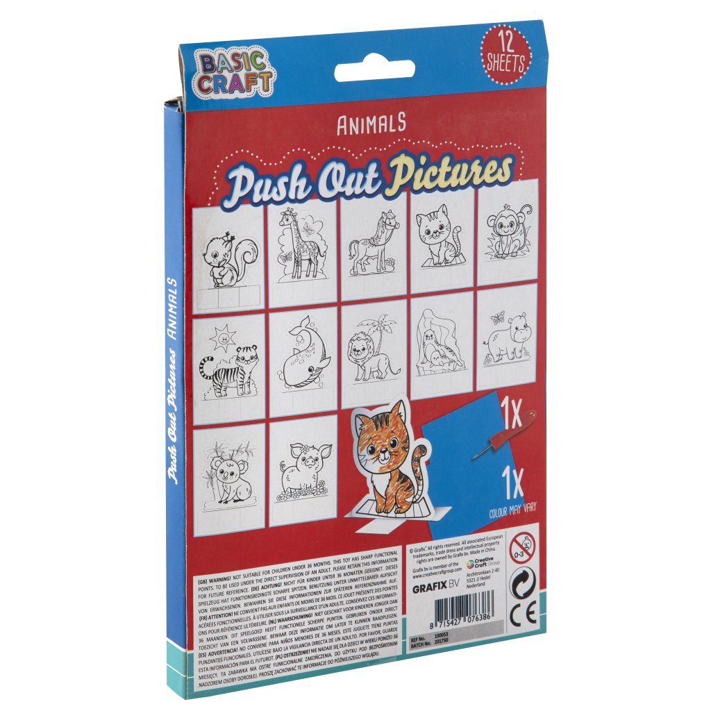 Bongers Speelgoed Basic craft pushout prikkaart dieren