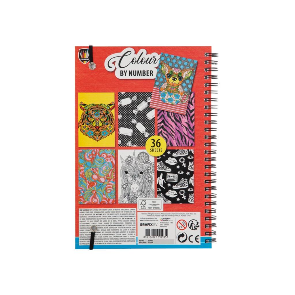 Grafix Kleuren op nummer kleurboek met kleurpotloden.