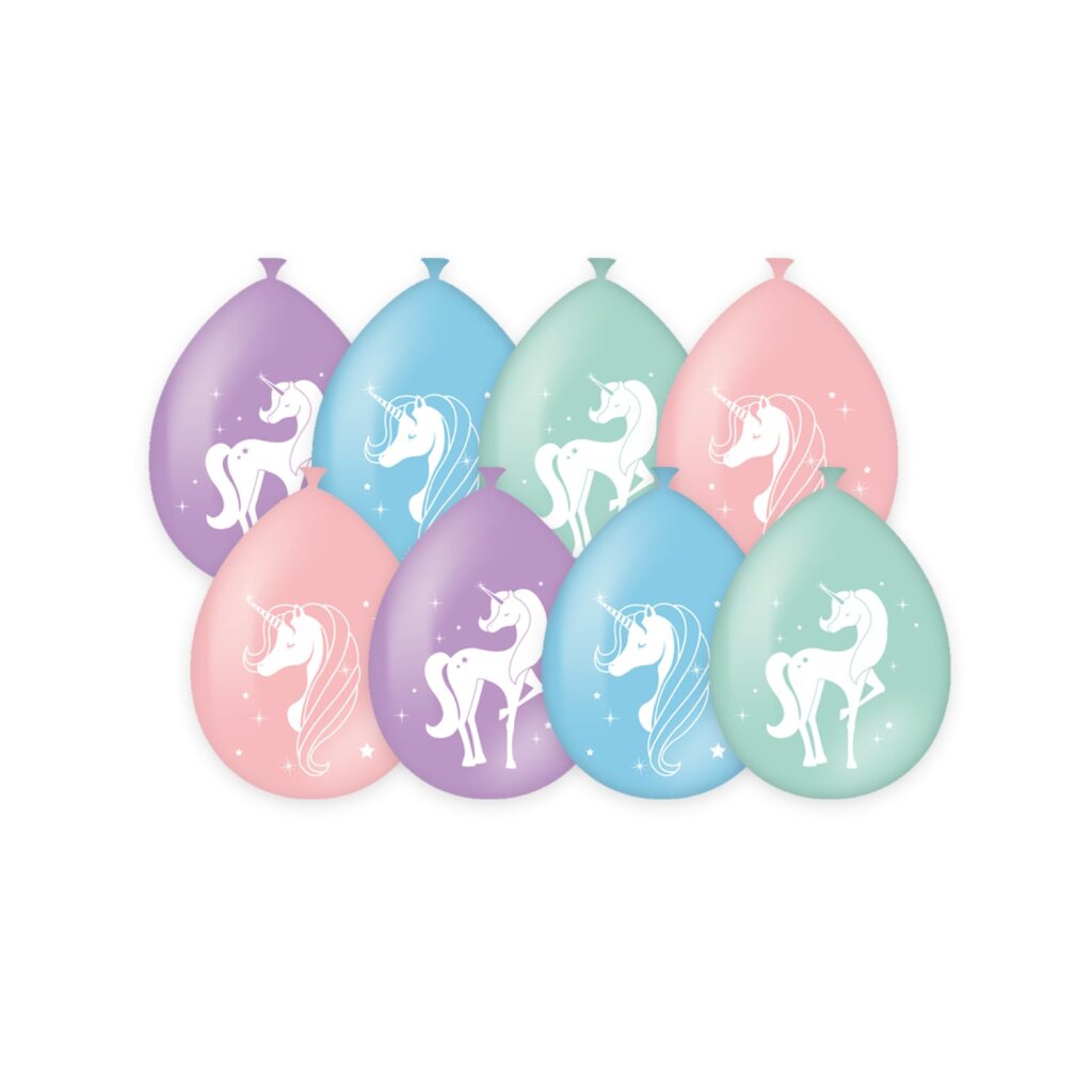 PD-Party Party ballonnen eenhoorn 8 stuks roze paars blauw groen