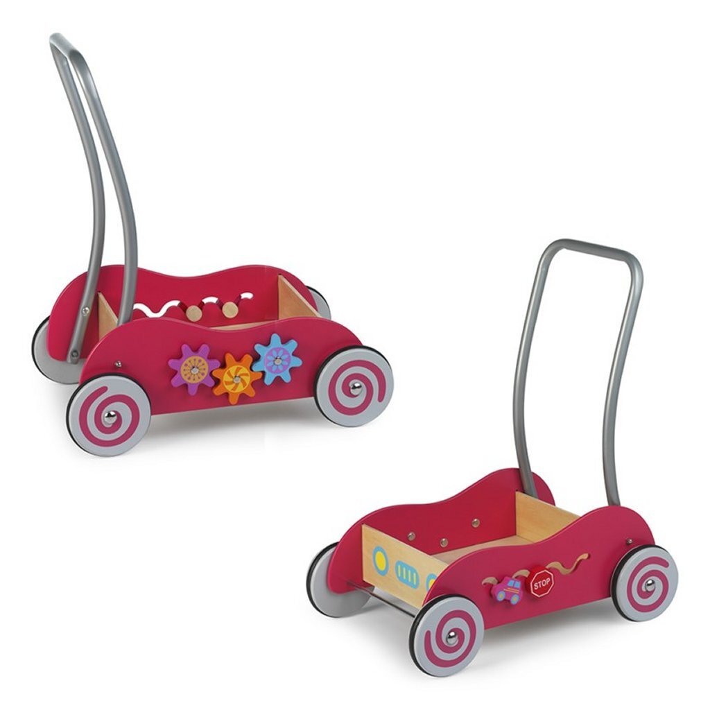Simply For Kids houten duwwagen roze