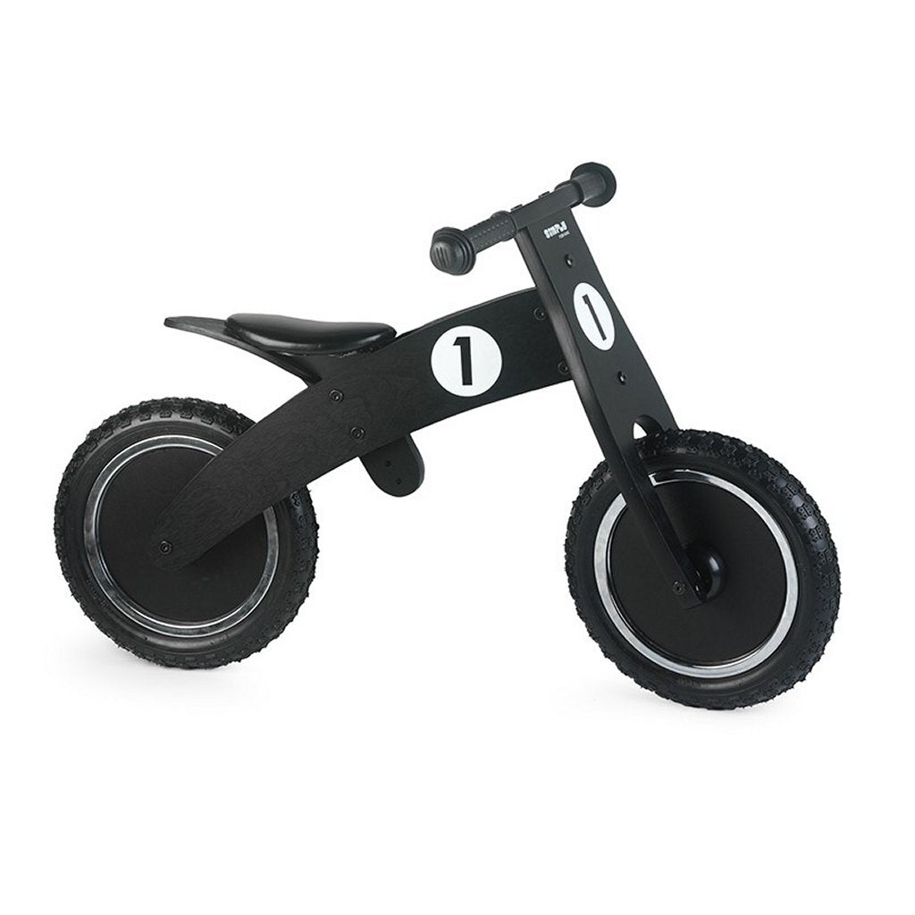 Simply For Kids balance bike black houten loopfiets met anti-lek band