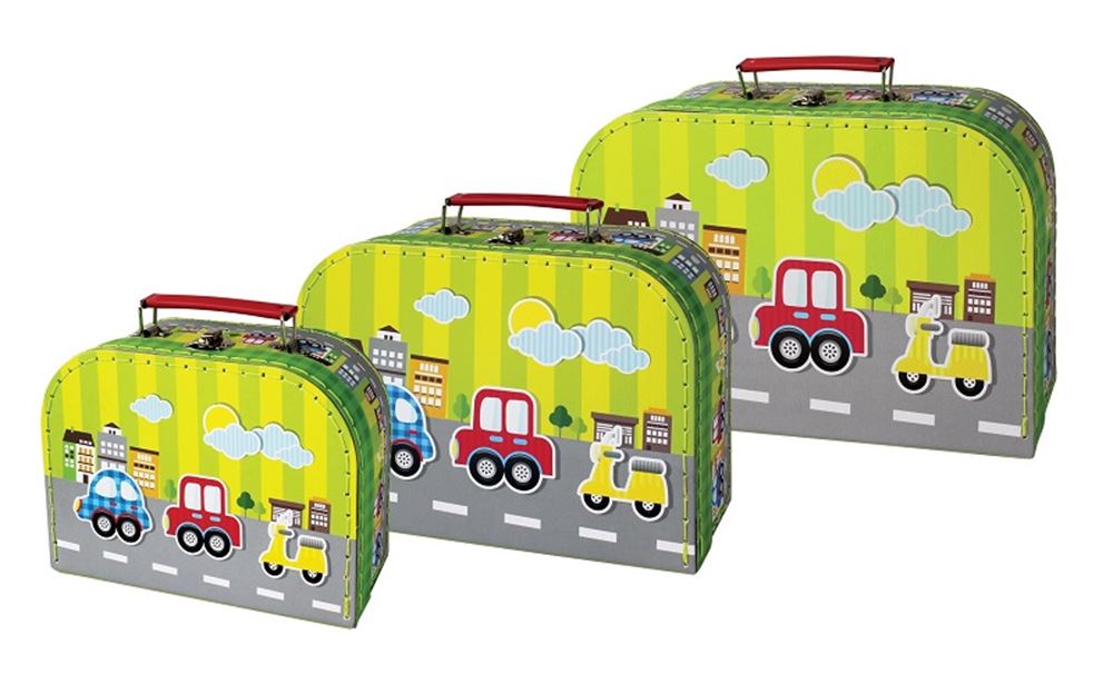 Simply For Kids 3-delige kofferset voertuigen