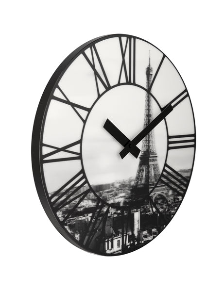 NeXtime ne-3004 wandklok dia. 39 cm, plastic, 3d, grijs, #039;la ville #039;