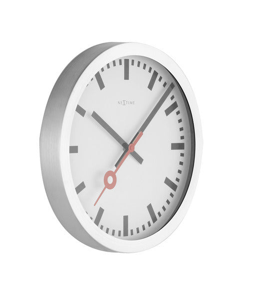 NeXtime ne-3998st wandklok dia. 19 cm, geborsteld aluminium, 'station'