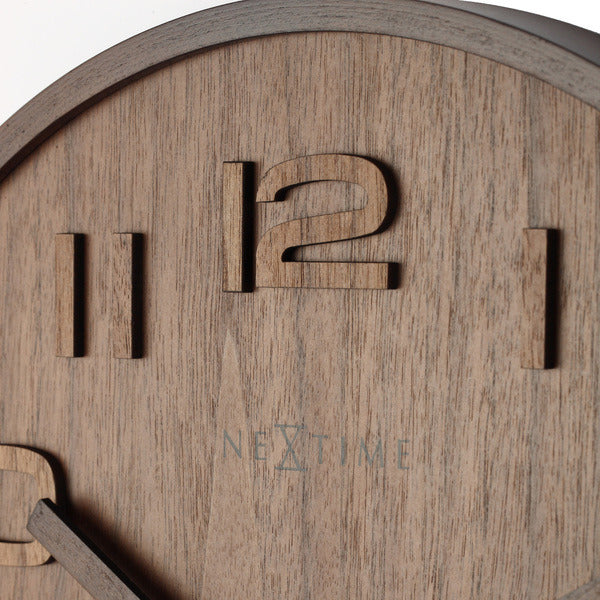 NeXtime ne-3096br wandklok dia. 35 cm, hout, bruin, 'wood wood medium'