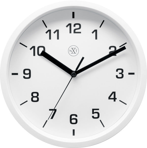 NeXtime nx-7321wi wandklok nxt diameter 20cm kunststof wit, witte wijzerplaat