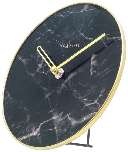 NeXtime ne-5222zw tafelklok marble table dia 20cm glas zwart