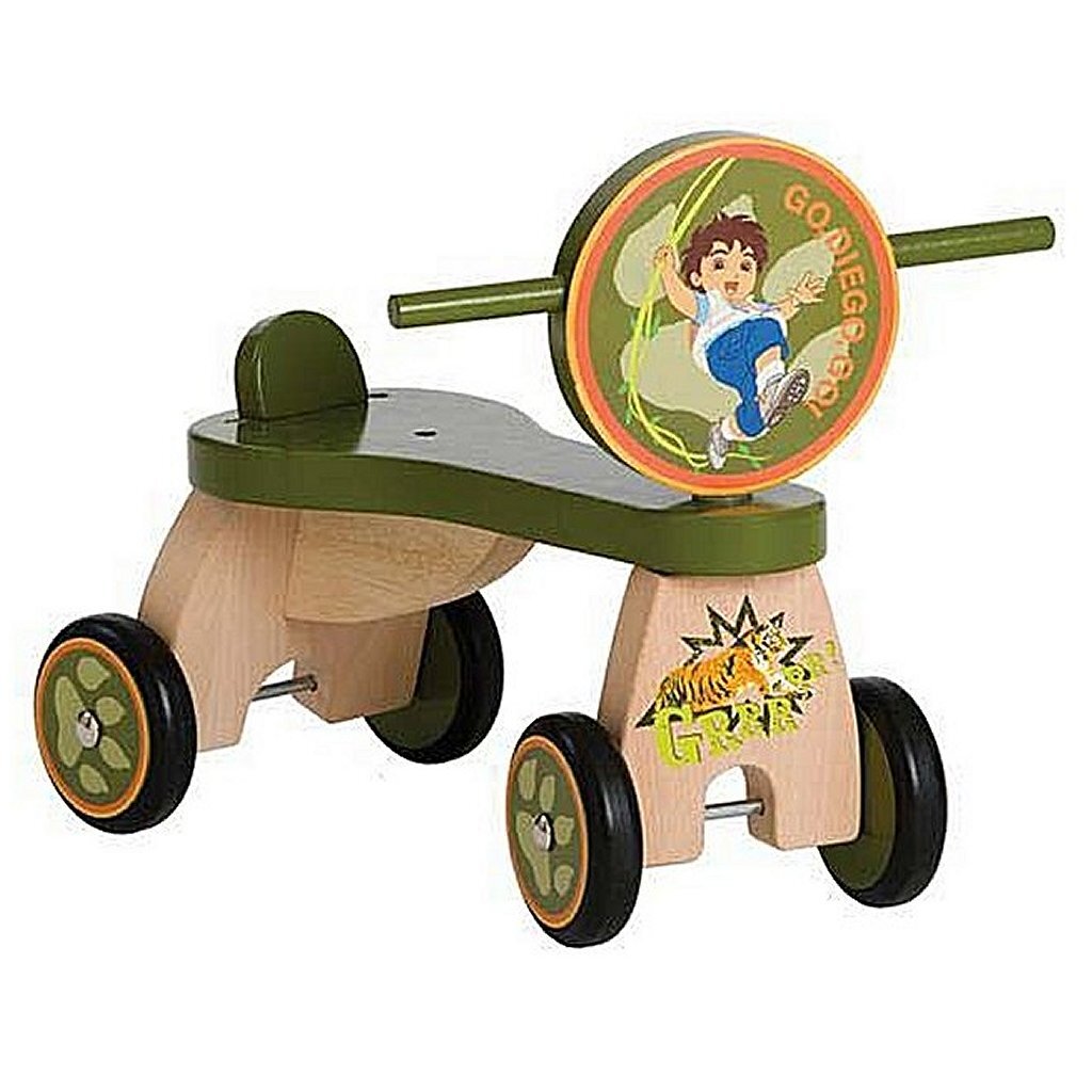 Dora Diego stabiele houten loopfiets jungle met 4 wielen 1+
