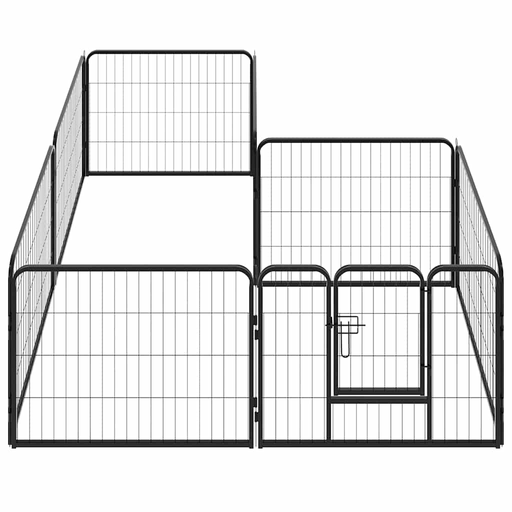 VidaXL Hondenren met 8 panelen 80x60 cm staal zwart