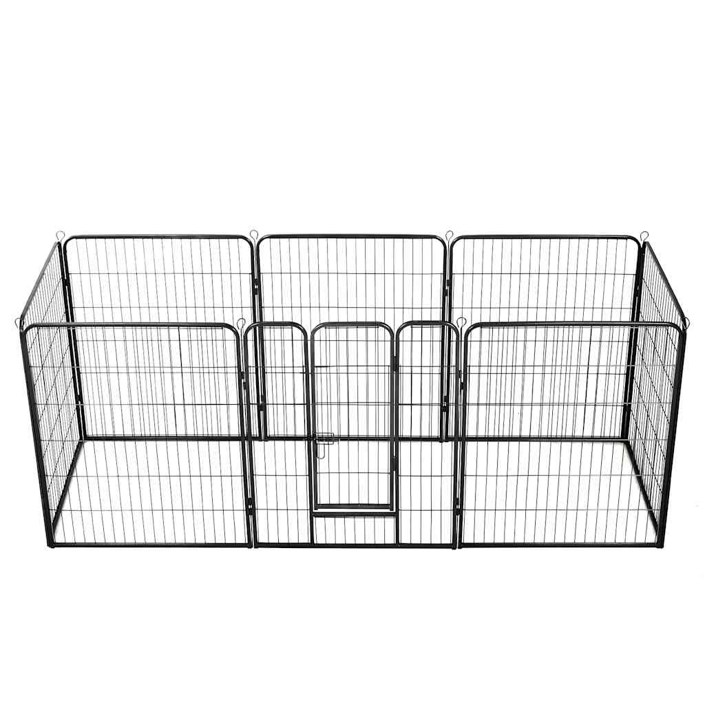 VidaXL Hondenren met 8 panelen 80x100 cm staal zwart