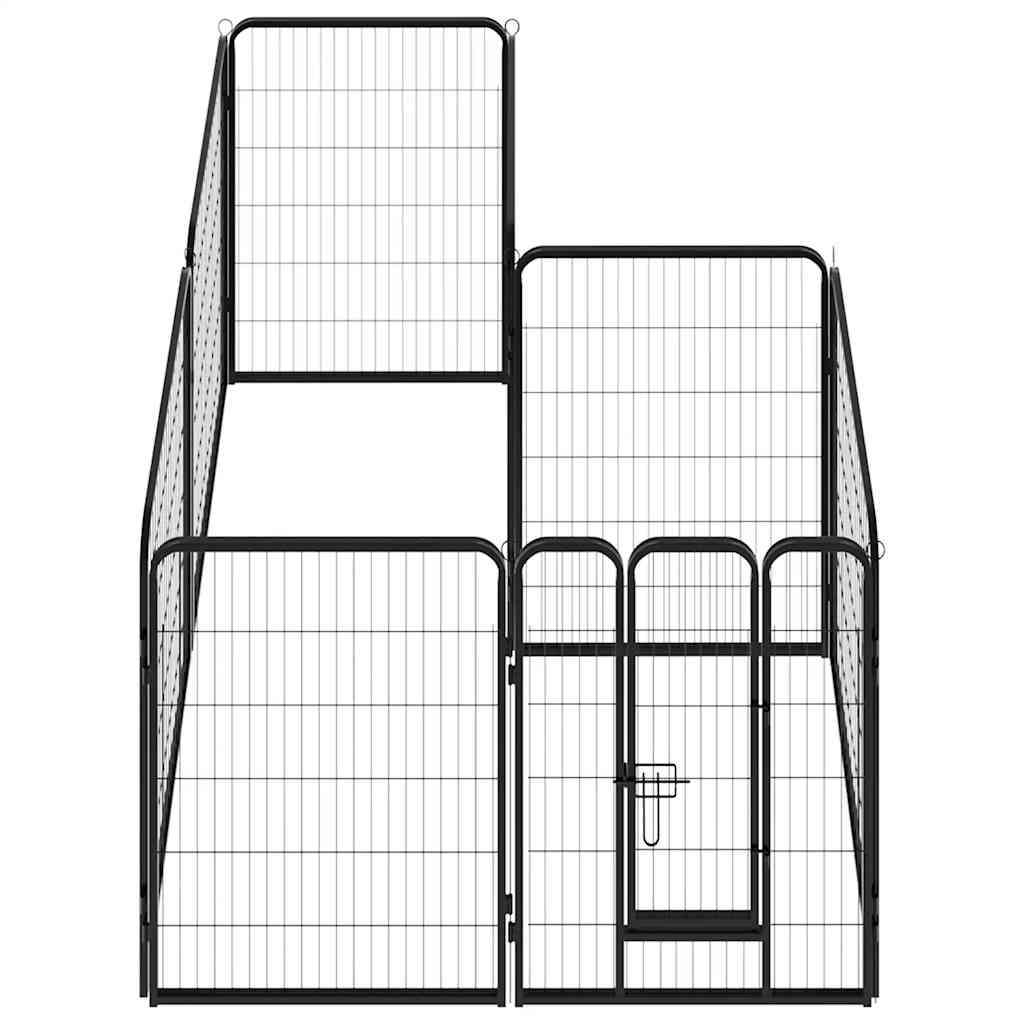 VidaXL Hondenren met 8 panelen 80x100 cm staal zwart