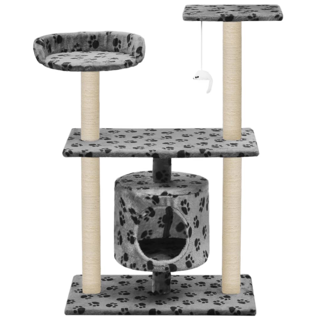 VidaXL Kattenkrabpaal met sisal krabpalen 95 cm pootafdrukken grijs