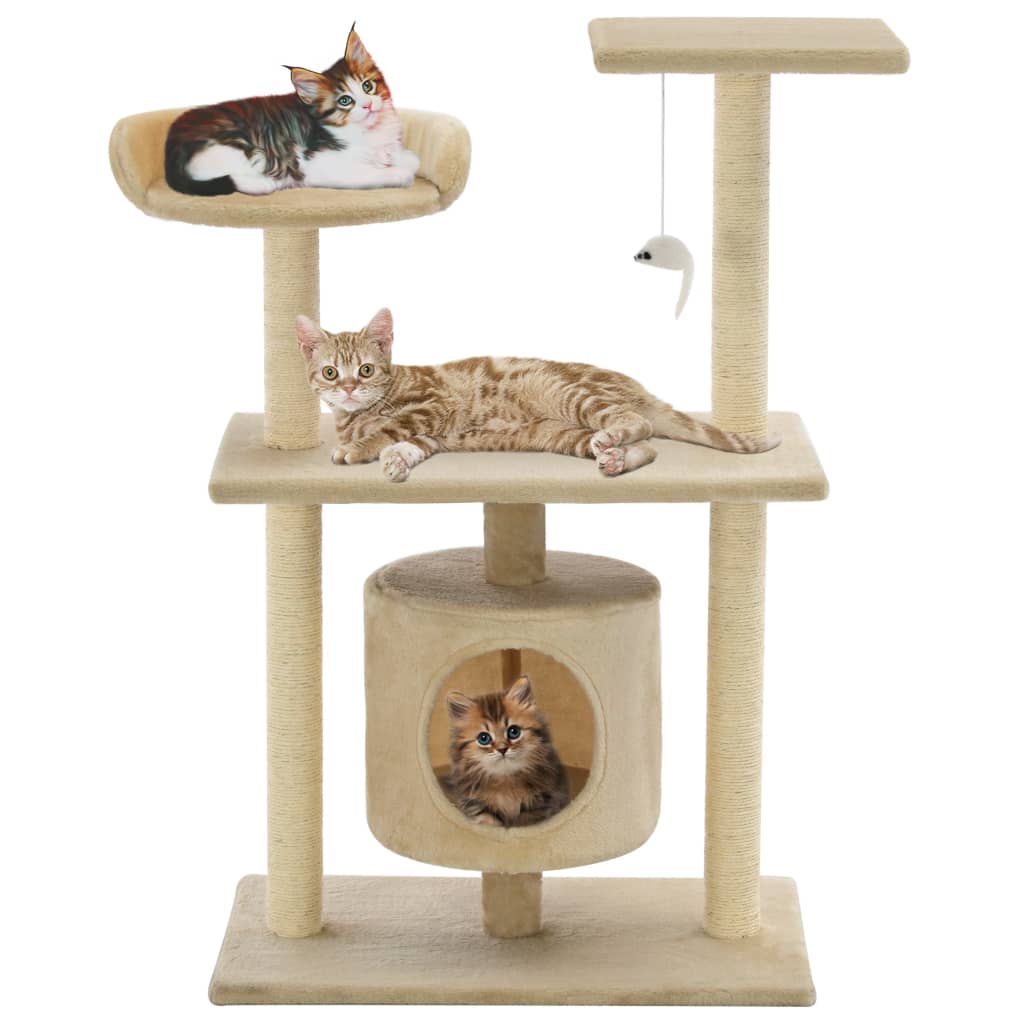 VidaXL Kattenkrabpaal met sisal krabpalen 95 cm beige