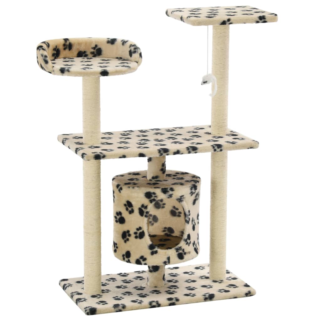VidaXL Kattenkrabpaal met sisal krabpalen 95 cm pootafdrukken beige