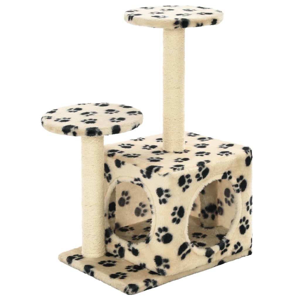 VidaXL Kattenkrabpaal met sisal krabpalen 60 cm pootafdrukken beige